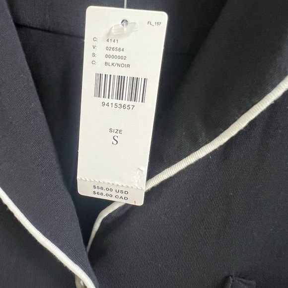 NWT new small Anthropologie briar short sleeve pipes pj pajama top black white - Picture 5 of 17